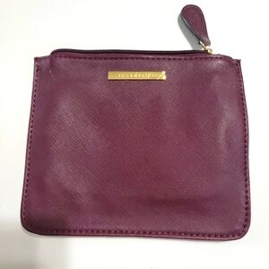 Liz Claiborne Maroon Wallet Coin Purse Zip‎ Pouch Oxblood Burgundy Gold Zip Pink